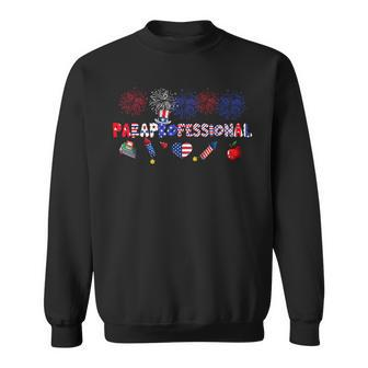 Paraprofessional Proud American Flag Fireworks 4Th Of July Men Women Sweatshirt Graphic Print Unisex - Thegiftio UK