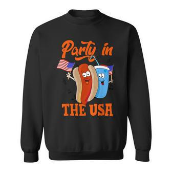 Party In The Usa Hot Dog Love Usa Funny Fourth Of July Sweatshirt - Seseable