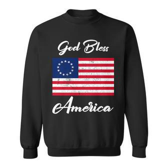 Patriotic Betsy Ross Flag God Bless America Graphic Design Printed Casual Daily Basic Sweatshirt - Thegiftio UK