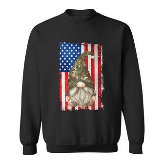 Patriotic Camo Gnome Grandpa For Veteran Gift American Flag Gift Sweatshirt - Monsterry UK