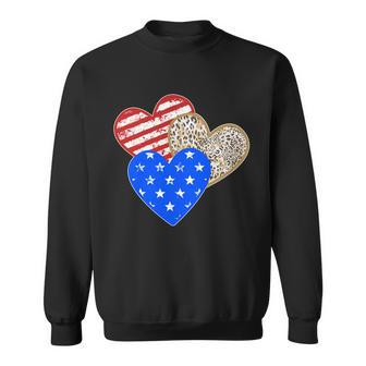 Patriotic Leopard Print Stars And Stripes Hearts Sweatshirt - Monsterry