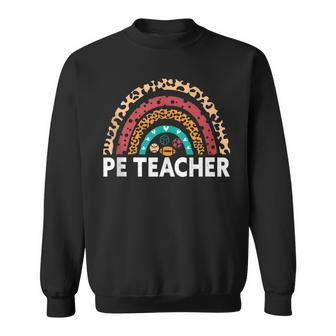 Pe Teacher - Physical Education Teacher Leopard Rainbow Sweatshirt - Thegiftio UK