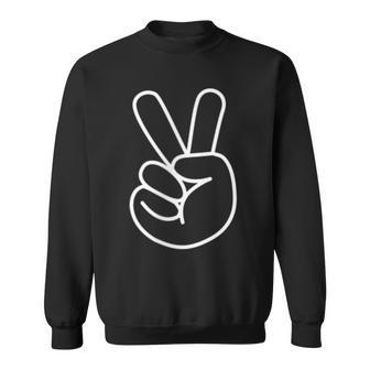 Peace Sign Hand - Minimalistic Pocket Design - Peace Men Women Sweatshirt Graphic Print Unisex - Thegiftio UK