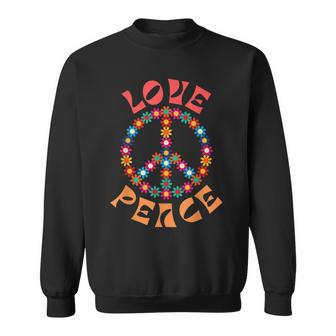 Peace Sign Love 60S 70S Hippie Costume Flowers Daisy Sweatshirt - Thegiftio UK