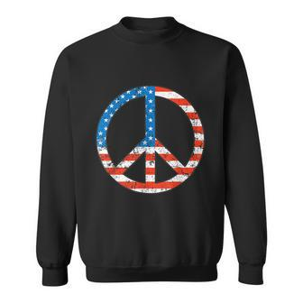 Peace Sign Usa Flag 4Th Of July Sweatshirt - Monsterry DE