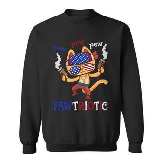 Pew Pew Pawtriotic Cat 4Th Of July Cat Day Sweatshirt - Monsterry DE