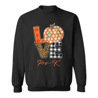 Ph Love Pre-K Teacher Thanksgiving Pumpkin Costume Leopard Sweatshirt - Thegiftio UK