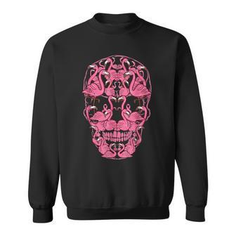 Pink Flamingo Skull Breast Cancer Awareness Halloween Women V3 Men Women Sweatshirt Graphic Print Unisex - Thegiftio UK