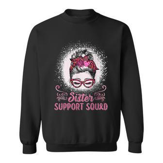Pink Messy Bun Sister Support Squad Breast Cancer Awareness Men Women Sweatshirt Graphic Print Unisex - Thegiftio UK