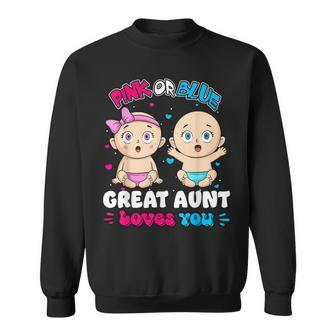Pink Or Blue Baby Great Aunt Loves You Baby Shower Gender Re Sweatshirt - Thegiftio UK