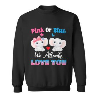 Pink Or Blue We Always Love You Funny Elephant Gender Reveal Gift Sweatshirt - Monsterry CA
