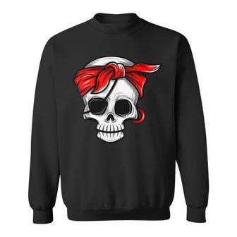 Pirate Dead With Eye Patch Red Bandana Halloween Diy Costume Sweatshirt - Seseable