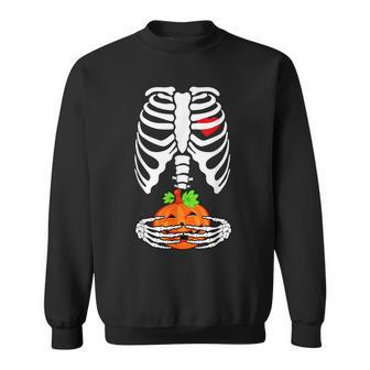 Pregnancy Announcement Pregnant Skeleton Halloween Pumpkin Men Women Sweatshirt Graphic Print Unisex - Thegiftio UK