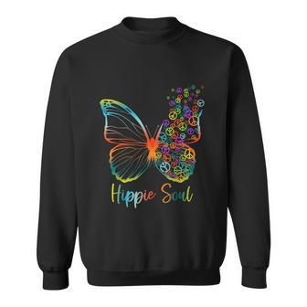 Pretty Hippie Soul Butterfly With Peace Signs Hippie Graphic Design Printed Casual Daily Basic Sweatshirt - Thegiftio UK