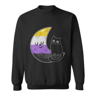 Pride Month Nonbinary Moon Space Cat Lgbt Sweatshirt - Monsterry