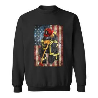 Proud To Be A Firefighter Usa American Flag Red Line Sweatshirt - Monsterry