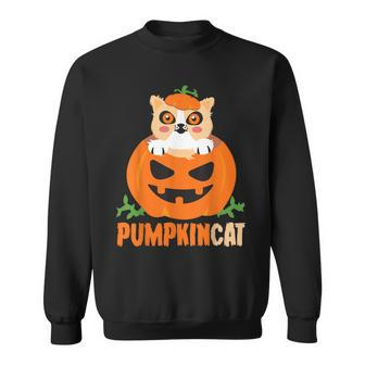 Pumpkin Cat Cute Kitty Trick Or Treat Halloween Costume Sweatshirt - Seseable