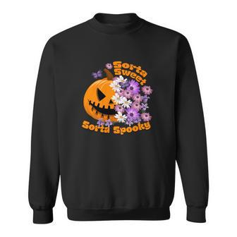 Pumpkin Daisy Sorta Sweet Sorta Spooky Halloween Sweatshirt - Seseable