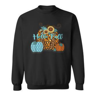 Pumpkin Spice Cozy Night Halloween Hello Fall Cheetah Flower Sweatshirt - Seseable