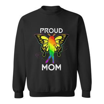 Rainbow Butterfly Proud Lesbian Mom Mothers Day Gift Lgbt Cool Gift Sweatshirt - Monsterry CA