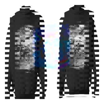 Rainbow Galaxy Cat Riding Shark In Space Sweatshirt - Thegiftio UK