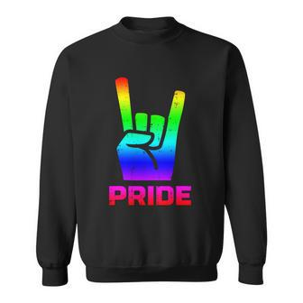 Rainbow Rock Hand Sign Pride Punk Gay Flag Lgbtq Men Women Gift Sweatshirt - Monsterry CA