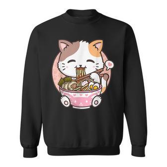 Ramen Cat Kawaii Anime Cat Ramen Lover Kawaii Neko Men Women Sweatshirt Graphic Print Unisex - Thegiftio