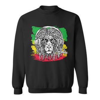 Rasta Lion With Glasses Smoking A Joint Sweatshirt - Monsterry UK