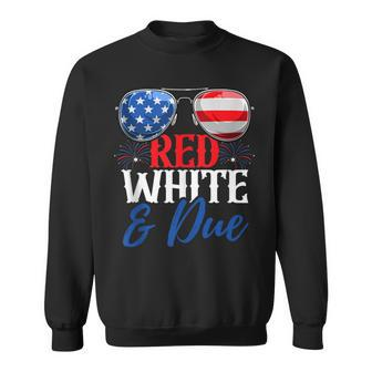 Red White And Due 4Th Of July Pregnancy Announcement Flag Sweatshirt - Seseable
