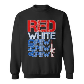 Red White And Pew Pew Pew Usa Guns Tshirt Sweatshirt - Monsterry DE