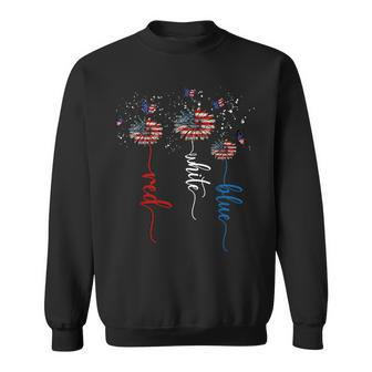 Red White Blue Sunflower Butterfly Patriotic 4Th Of July V2 Sweatshirt - Seseable