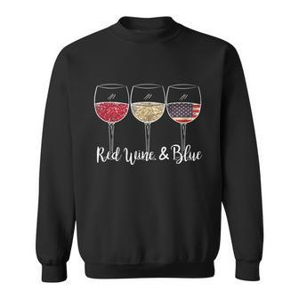 Red Wine & Blue 4Th Of July Wine Red White Blue Wine Glasses V3 Sweatshirt - Monsterry AU