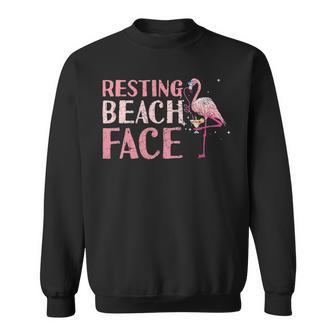 Resting Beach Face Flamingo Sweatshirt - Thegiftio UK