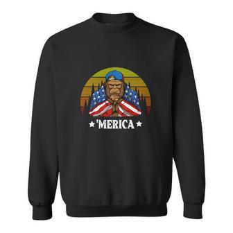 Retro 4Th Of July Merica Patriotic Bigfoot Sweatshirt - Monsterry
