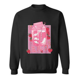 Retro 90S Strawberry Milk Shake Funny Japanese Kawaii Milk V2 Sweatshirt - Thegiftio UK
