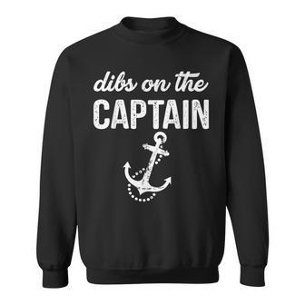 Retro Anchor Vintage Dibs On The Captain Funny Captain Wife Sweatshirt - Thegiftio UK