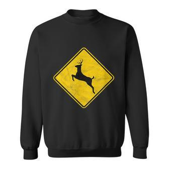 Retro Deer Crossing Vintage Hipster Sign Sweatshirt - Thegiftio UK