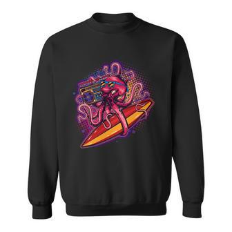Retro Eighties 80S Surfer Octopus Graphic Design Printed Casual Daily Basic Sweatshirt - Thegiftio UK