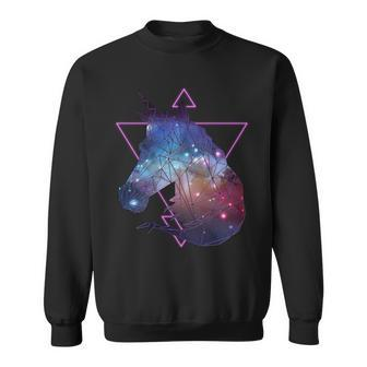 Retro Eighties Polygon Galaxy Unicorn Sweatshirt - Monsterry