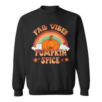 Retro Fall Vibes And Pumpkin Spice Rainbow Fall Autumn Sweatshirt - Thegiftio UK
