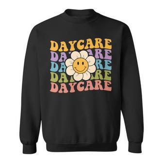 Retro Groovy Daycare Teacher Back To School Sweatshirt - Seseable