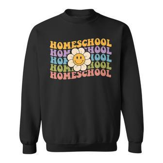 Retro Groovy Homeschool Teacher Back To School Home School Sweatshirt - Seseable