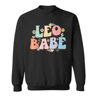 Retro Groovy Leo Babe July & August Birthday Leo Zodiac Sign Sweatshirt - Seseable