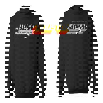 Retro Houston Texas Orange Shadow Text Men Women Sweatshirt Graphic Print Unisex - Thegiftio