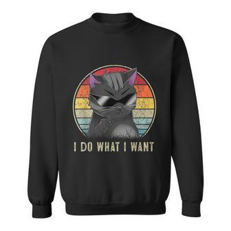 Retro I Do What I Want Cat Funny Cat Lover Sweatshirt - Thegiftio UK