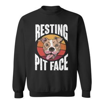 Retro Pitbull Dog Owner Resting Pit Face Sweatshirt - Thegiftio UK