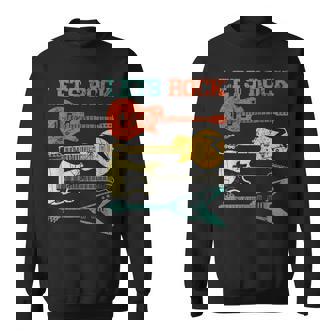 Retro Vintage Guitar Player Lets Rock Men Women Guitarist Sweatshirt - Thegiftio