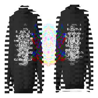 Samurai Mask Anime Demon Bushido Warrior Aesthetic Japanese Men Women Sweatshirt Graphic Print Unisex - Thegiftio