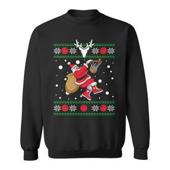 Santa Dunking Basketball Ugly Christmas Sweatshirt - Monsterry DE