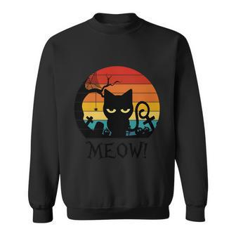 Scary Black Cat Meow Kitten Halloween Quote Sweatshirt - Monsterry AU